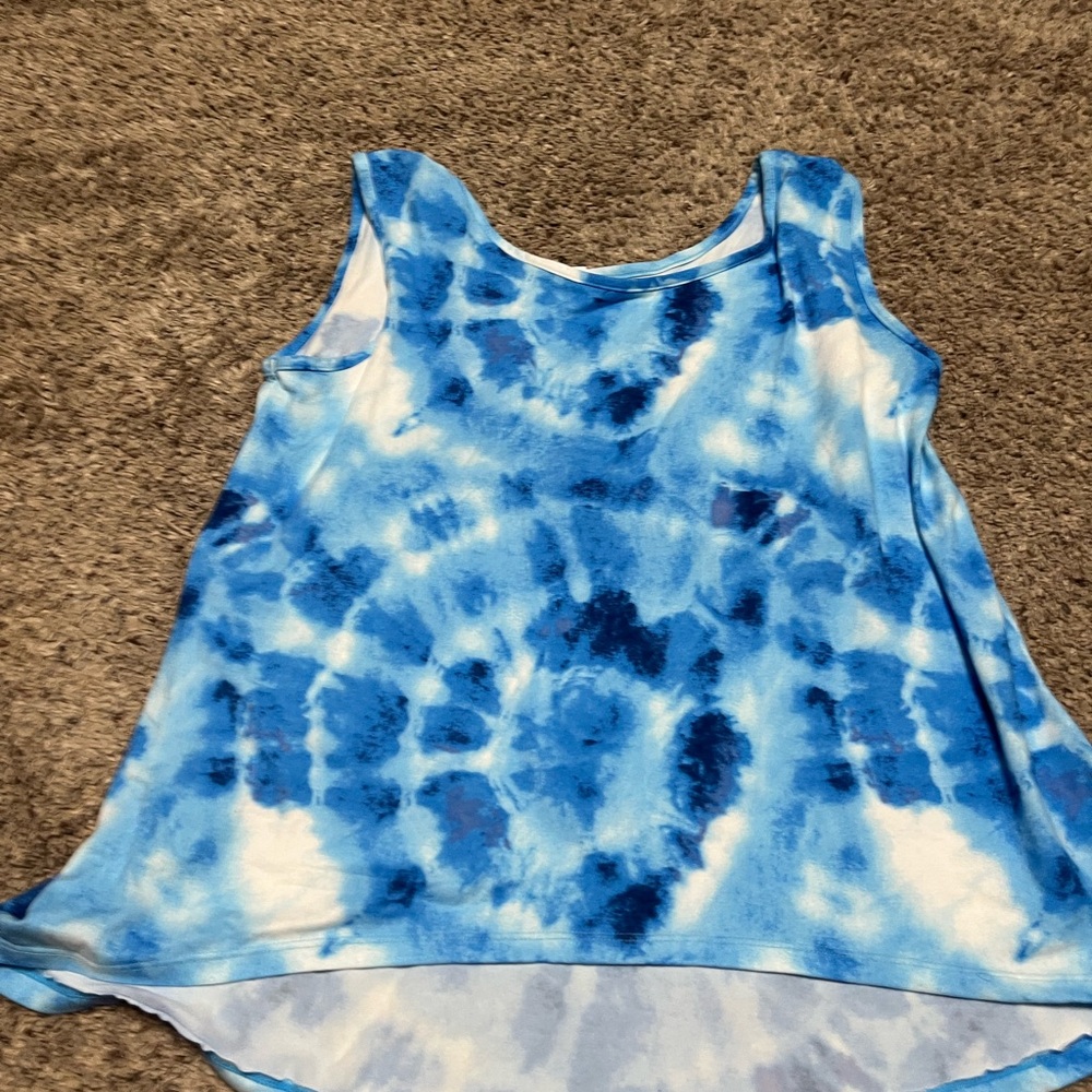 MT Blue and White Tie-Dye Tank Top
